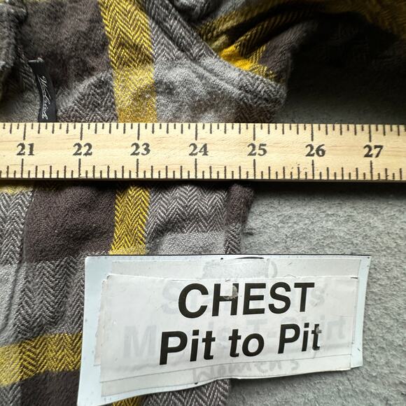 Woolrich Oxbow Bend Flannel Shirt Mens Large Long Sleeve Plaid Yellow Gray 6111 - Picture 4 of 9